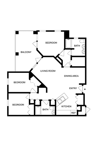 A black and white image of a house floor plan.