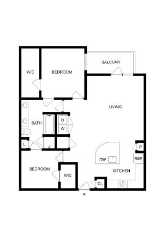 A black and white image of a floor plan for a house.