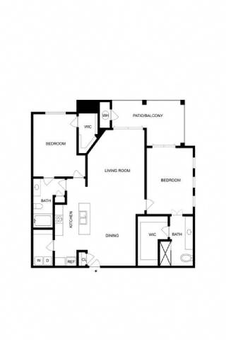 A black and white floor plan of a house with labeled rooms.