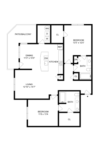 A black and white image of a house floor plan.