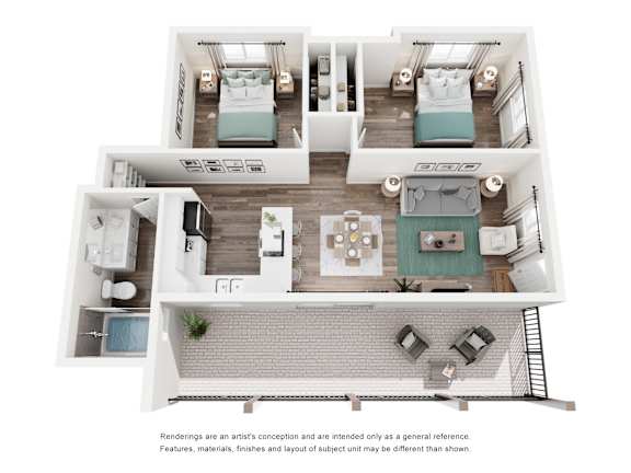 A floor plan of a house with three bedrooms, a living room, a kitchen, and a bathroom.