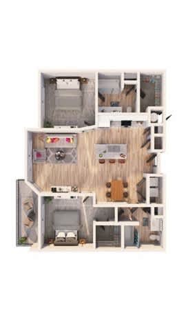 A dollhouse with a living room, kitchen, and bathroom.