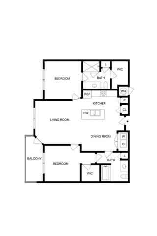 A black and white image of a floor plan for a house.