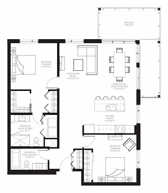 A black and white floor plan of a house with labeled rooms.