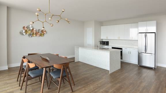 Modern kitchen and dining area at 929 Richmond Apartments, Ottawa