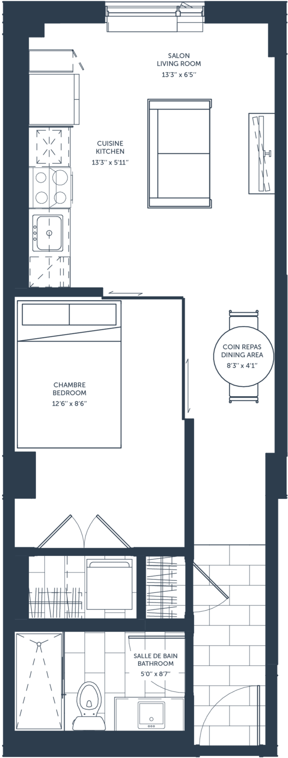 A floor plan of a house with a garage and a living room.