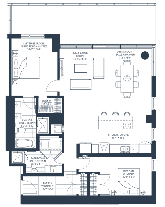 A floor plan of a house with a living room, kitchen, and bedrooms.