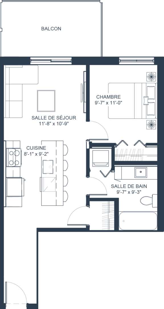 1 bed 1 bath A at Champlain Village Urbain Apartments , Gatineau, Quebec