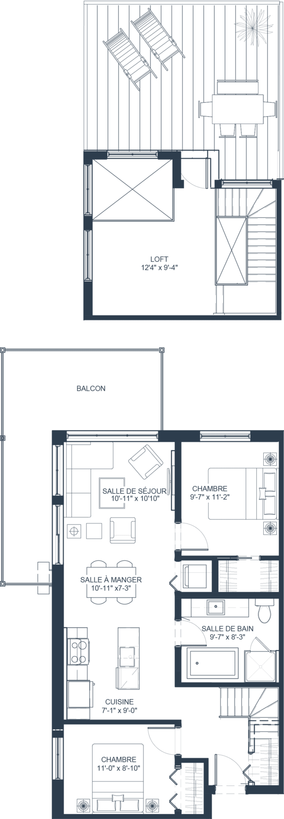 2 bed 1 bath B at Champlain Village Urbain Apartments , Gatineau, QC, J9H 0K9