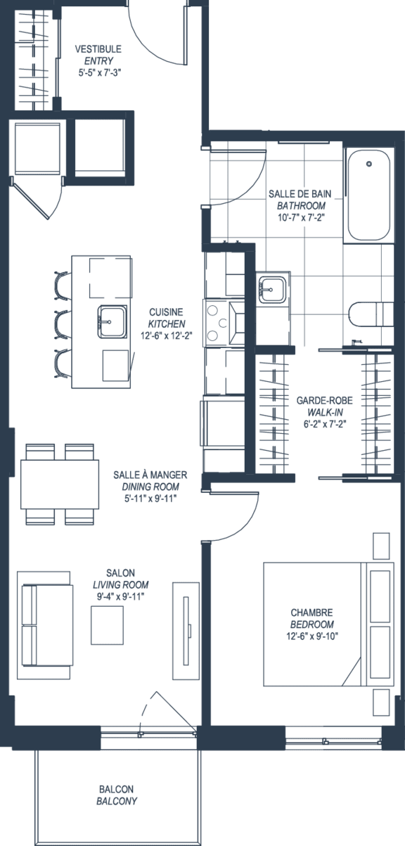 A floor plan of a house with a living room, dining room, kitchen, and bathrooms.