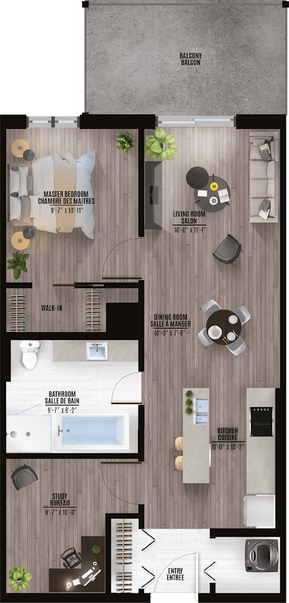 A floor plan of a house with a living room, dining room, kitchen, and bathrooms.