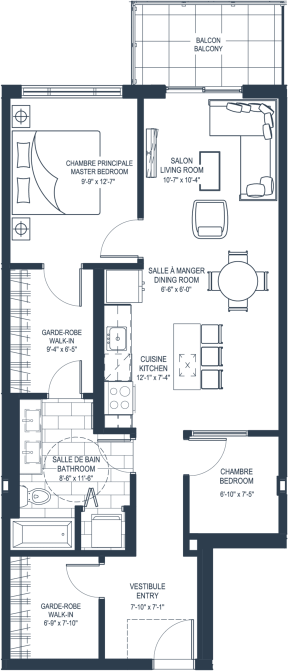 2 Bed 1 Bath Floorplan B at Château golf, Gatineau Quebec