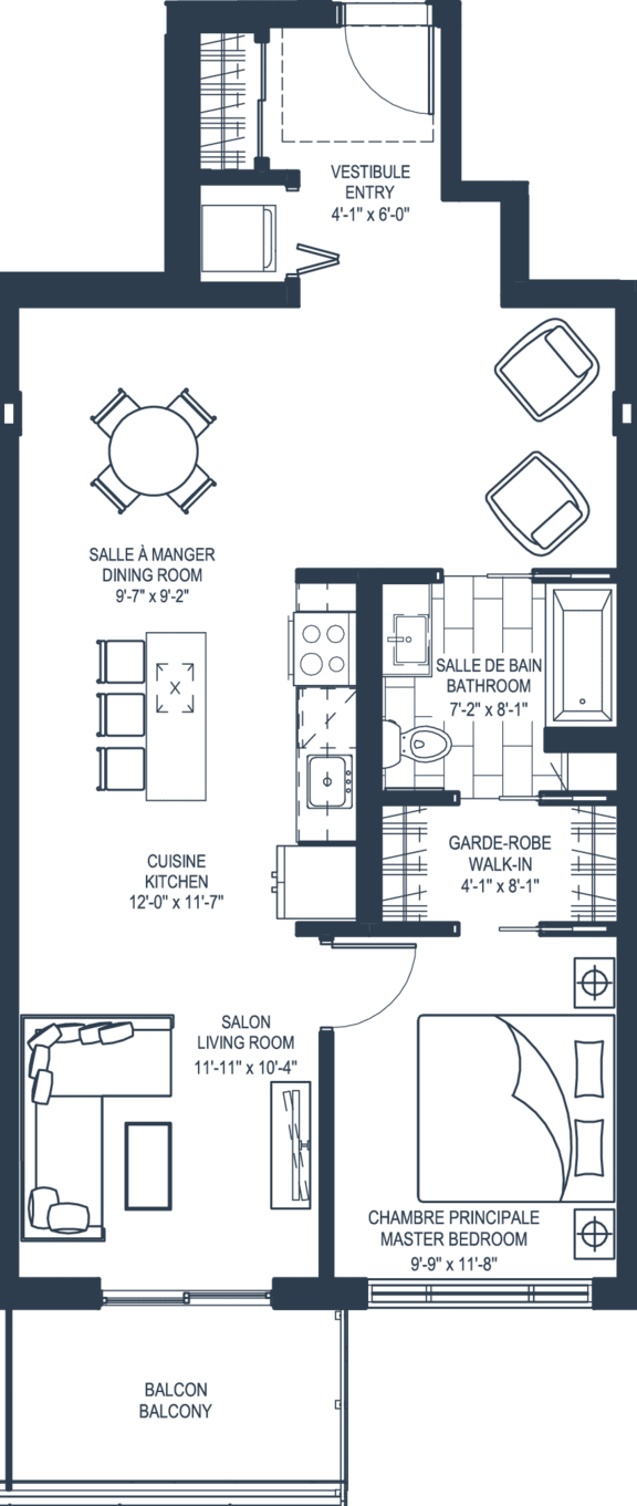 1 Bed 1 Bath Floorplan at Château golf, Gatineau, QC J9H 0M9