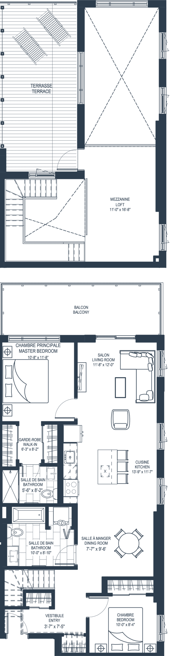 A floor plan of a house with a kitchen, living room, and bathrooms.