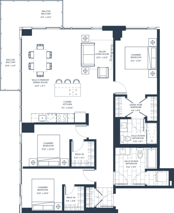 3 bed 2 bathroom A at Le ColumbiaApartments , Gatineau, QC, J8Y 0A8