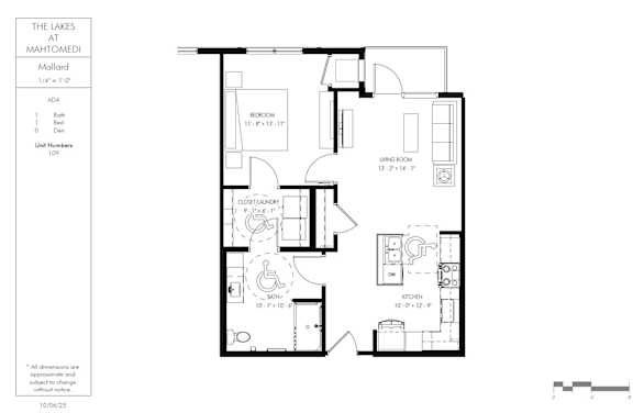 A floor plan of a house with a kitchen, living room, and two bedrooms.
