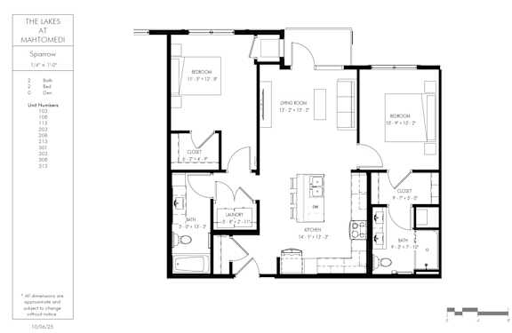 A black and white image of a floor plan for a property named The Lakes at Mahtomedi.