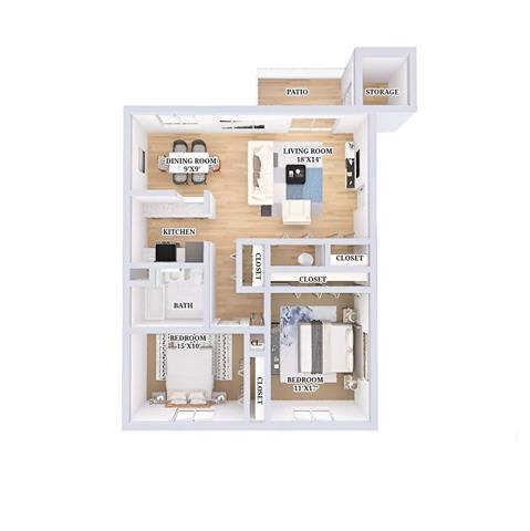 2 bed 1 bath B at Parkview of Lebanon Apartments, Lebanon, IN