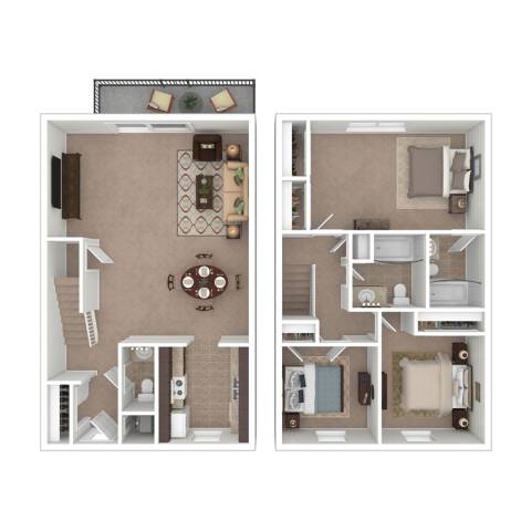 Floor Plan  Maple 2 Bed Floor plan at Black Hawk Apartments, Fort Wayne, IN, Indiana