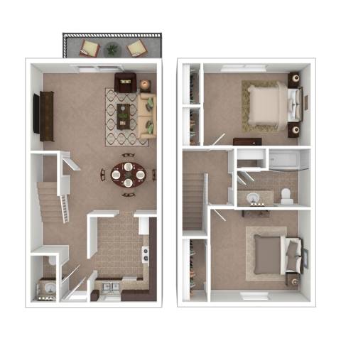 Floor Plan  Willow 2 Bed Floor plan at Black Hawk Apartments, Fort Wayne, Indiana