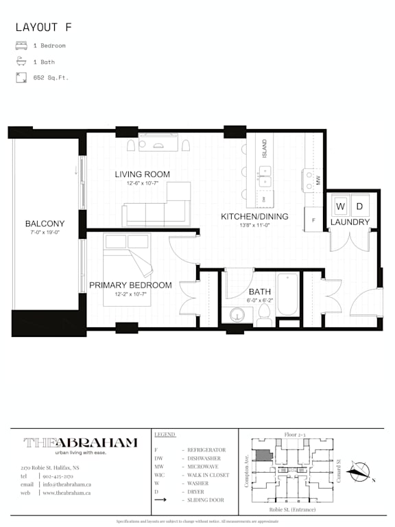 A black and white image of a floor plan for a layout labeled F.