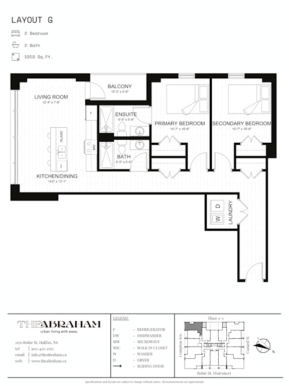 A black and white floor plan for a layout G shows the arrangement of rooms in a house.