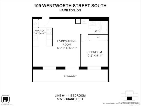 A black and white image of a floor plan for a property at 109 Wentworth Street South, Hamilton, ON.