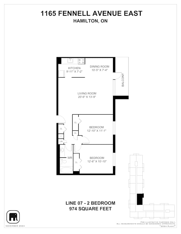 A floor plan for a home at 1165 Fennell Avenue East in Hamilton, Ontario.