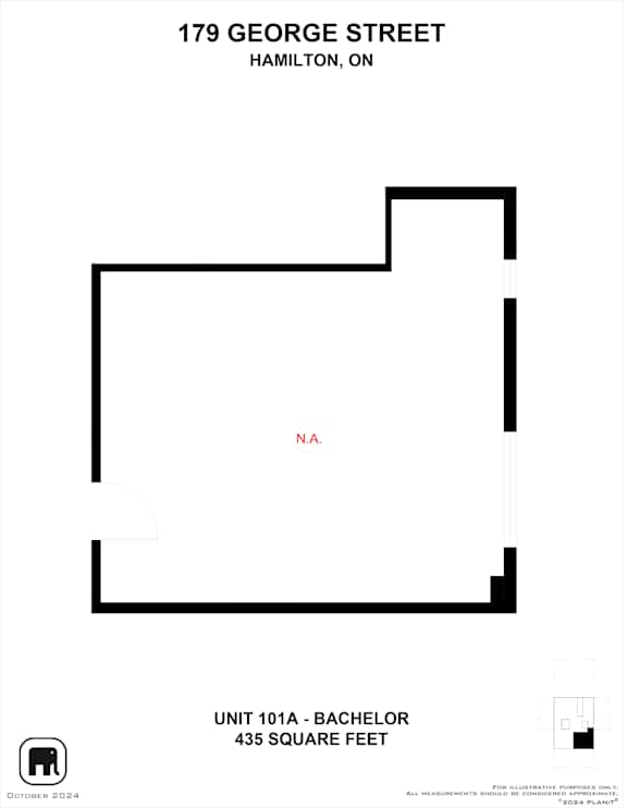 A black and white image of a property map for a Bachelor unit.