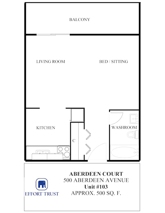 A floor plan for a property at 500 Aberdeen Avenue.