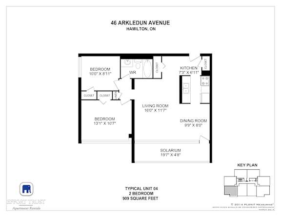 A floor plan for a 2 bedroom apartment at 46 Arkle