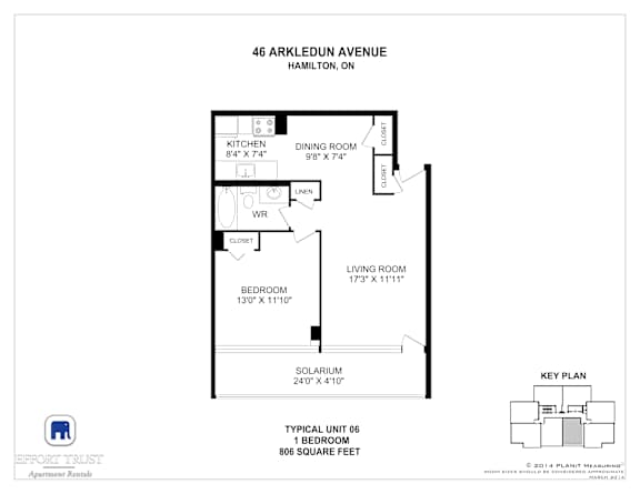 A floor plan for a typical unit at Effort Trust Apartments.