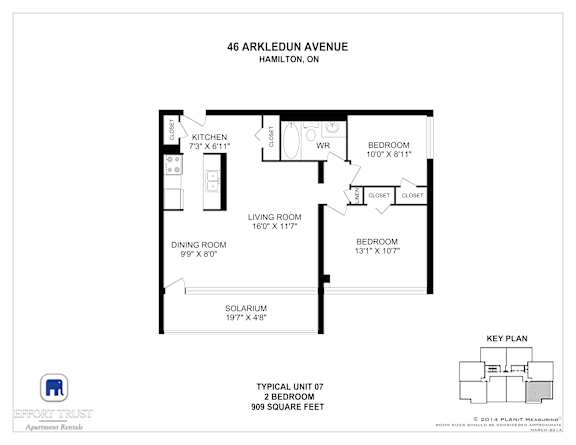 A floor plan for a 2 bedroom apartment at 46 Arkle