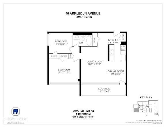 A floor plan for a 2 bedroom apartment at 46 Arkle