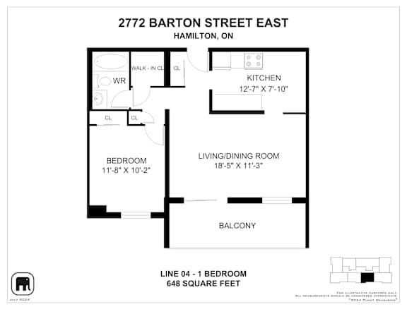 A floor plan for a property at 2772 Barton Street East in Hamilton, Ontario.