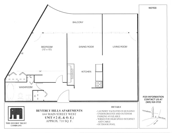 A floor plan for a unit at Beverly Hills Apartments.
