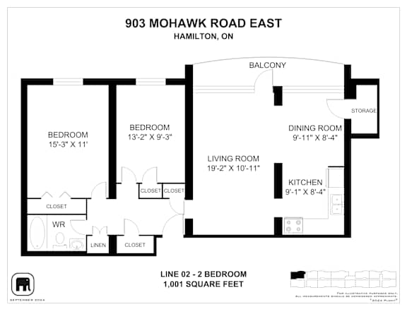 A floor plan for a home at 903 Mohawk Road East in Hamilton, ON.