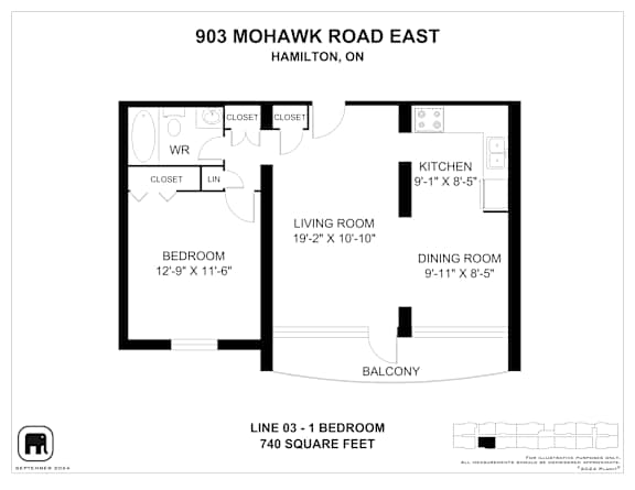 A floor plan for a home at 903 Mohawk Road East in Hamilton, ON.
