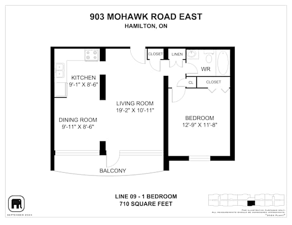 A floor plan for a home at 903 Mohawk Road East in Hamilton, ON.