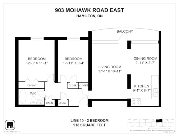 A floor plan for a home at 903 Mohawk Road East in Hamilton, ON.