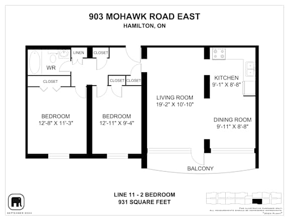 A floor plan for a home at 903 Mohawk Road East in Hamilton, ON.