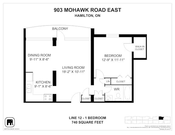 A floor plan for a home at 903 Mohawk Road East in Hamilton, ON.