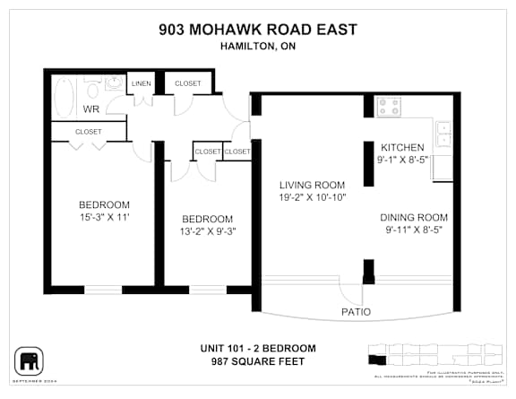 A floor plan for a home at 903 Mohawk Road East in Hamilton, ON.