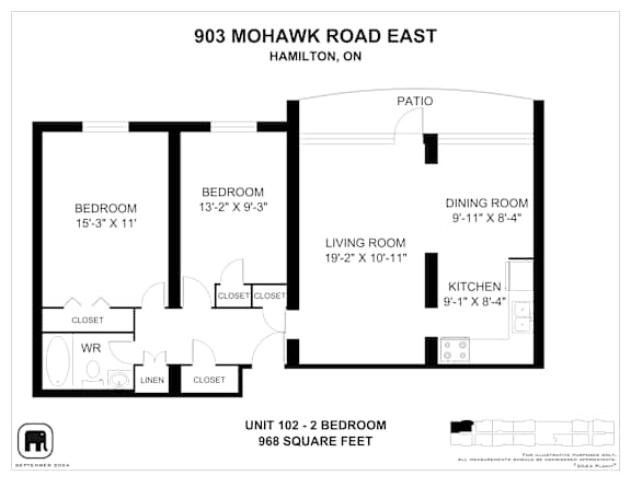 A floor plan for a home at 903 Mohawk Road East in Hamilton, ON.