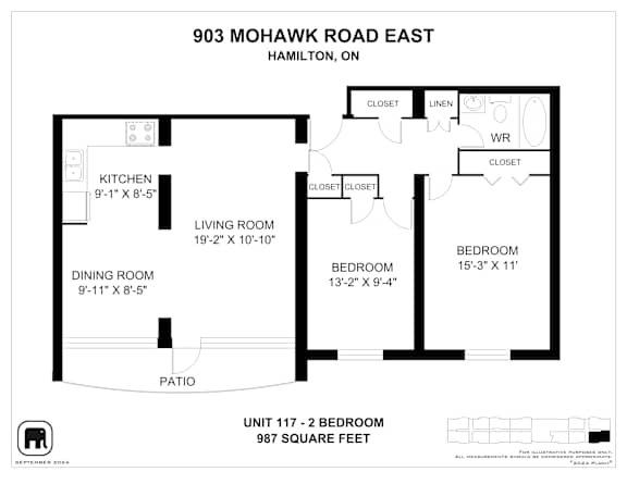 A floor plan for a 903 Mohawk Road East, Hamilton, ON unit.