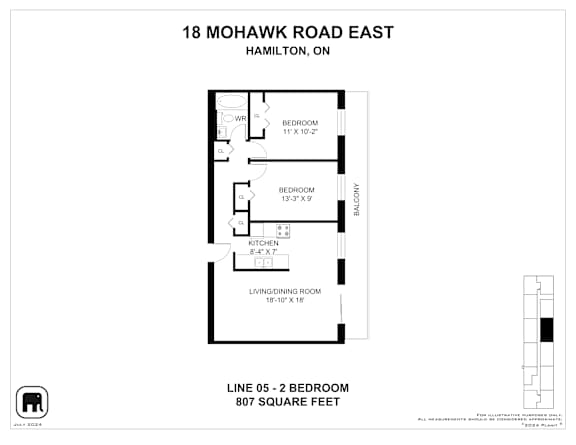 A drawing of a floor plan for a home at 18 Mohawk Road East, Hamilton, ON.