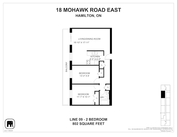 A floor plan for a home at 18 Mohawk Road East in Hamilton, ON.
