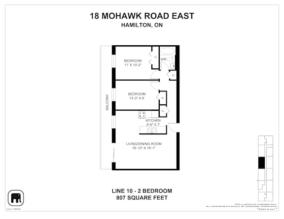 A floor plan for a home at 18 Mohawk Road East in Hamilton, ON.