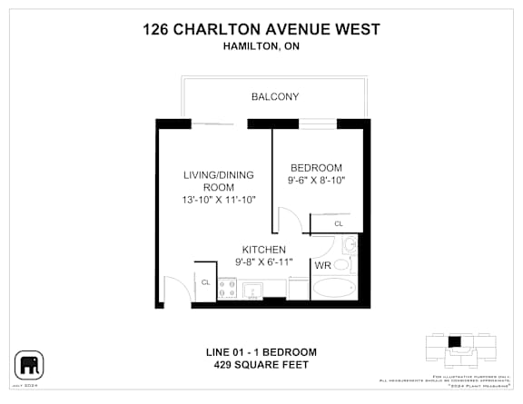 A floor plan for a property at 126 Charlton Avenue West in Hamilton, ON.