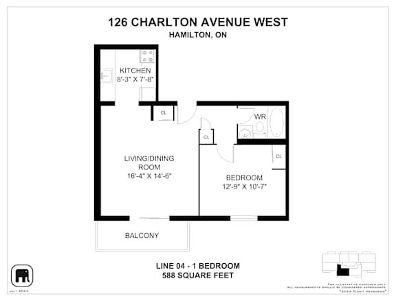 A floor plan for a home at 126 Charlton Avenue West in Hamilton, ON.